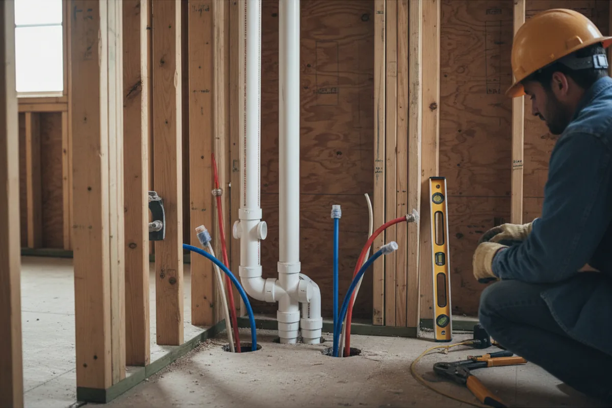 Drain and supply rough-in during Sump Pump Repair in Blauvelt